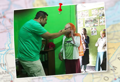 Dr. Frey providing vision care in a foreign country